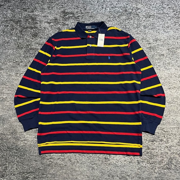 NEW Polo Ralph Lauren Longsleeve Polo Shirt Striped Multi Color Large Small Pony